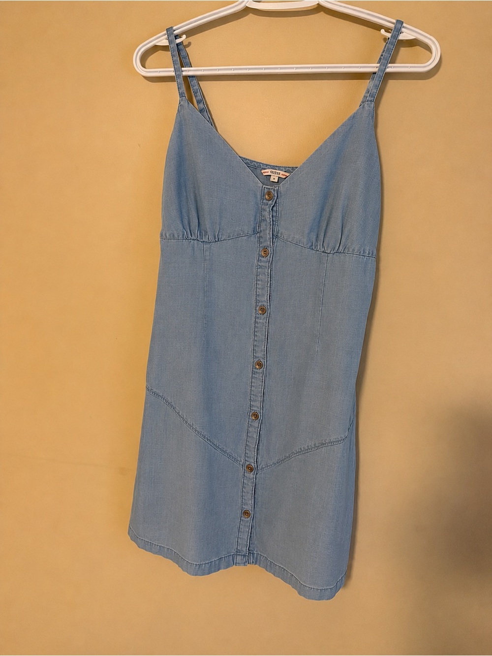 Guess Light Blue Denim-Style Button Front, Dress